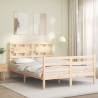 Bed Frame with Headboard Double Solid Wood - HipoMarket