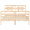 Bed Frame with Headboard Double Solid Wood - HipoMarket