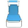 Folding Sun Lounger with Canopy - Blue Aluminium | HipoMarket