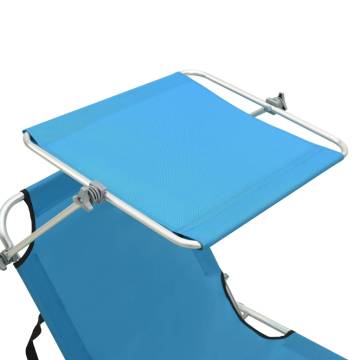 Folding Sun Lounger with Canopy - Blue Aluminium | HipoMarket