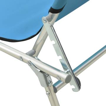 Folding Sun Lounger with Canopy - Blue Aluminium | HipoMarket