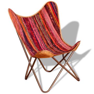 Multicolour Chindi Fabric Butterfly Chair - Vintage Style