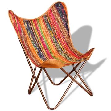 Multicolour Chindi Fabric Butterfly Chair - Vintage Style