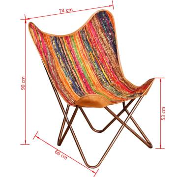 Multicolour Chindi Fabric Butterfly Chair - Vintage Style