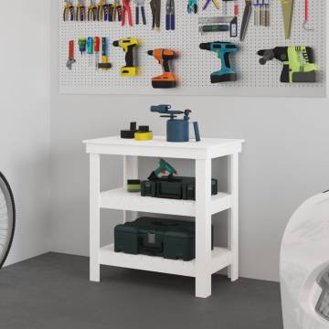 Work Bench White 78.5x50x80 cm - Solid Wood Pine