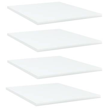 Bookshelf Boards 4 pcs White - Engineered Wood Storage Solution