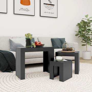 Nesting Coffee Tables Set - 3 pcs Grey Engineered Wood