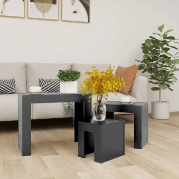 Nesting Coffee Tables Set - 3 pcs Grey Engineered Wood