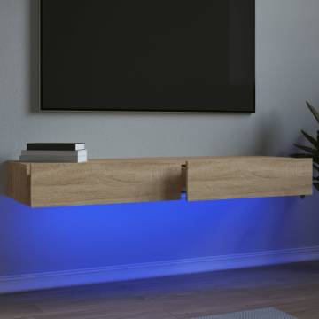 Stylish TV Cabinets with LED Lights - Sonoma Oak (2 pcs)