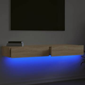 Stylish TV Cabinets with LED Lights - Sonoma Oak (2 pcs)