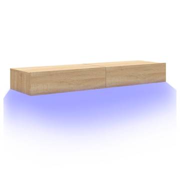 Stylish TV Cabinets with LED Lights - Sonoma Oak (2 pcs)