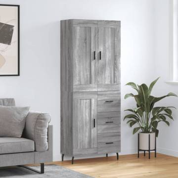 Stylish Highboard Grey Sonoma 69.5x34x180 cm | HipoMarket