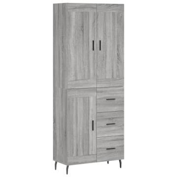 Stylish Highboard Grey Sonoma 69.5x34x180 cm | HipoMarket