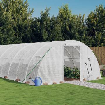 Spacious 40 m² Greenhouse with Steel Frame - White