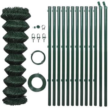 Durable 1.5x25m Green Chain Link Fence with Steel Posts