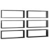 High Gloss Black Wall Cube Shelf Set - 6 Pcs | HipoMarket