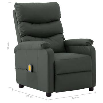 Wing Back Electric Massage Recliner - Grey Faux Leather