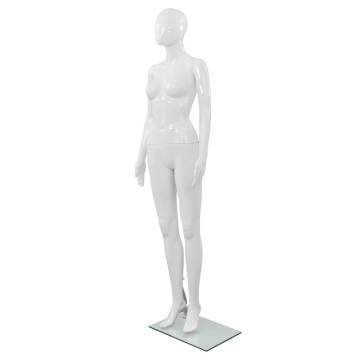 Full Body Female Mannequin with Glass Base - Glossy White 175 cm