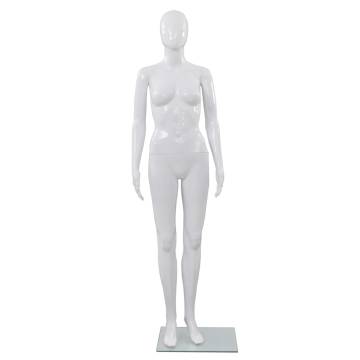 Full Body Female Mannequin with Glass Base - Glossy White 175 cm