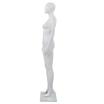 Full Body Female Mannequin with Glass Base - Glossy White 175 cm