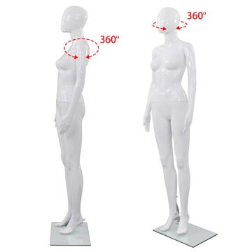 Full Body Female Mannequin with Glass Base - Glossy White 175 cm