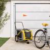 Pet Bike Trailer Yellow and Grey Oxford Fabric and Iron Colour yellow Size 134 x 68 x 72 cm 