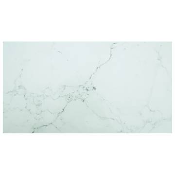 Table Top White 120x65 cm - Marble Design Tempered Glass