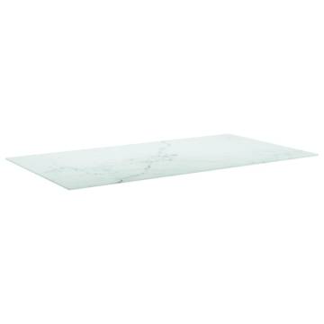 Table Top White 120x65 cm - Marble Design Tempered Glass