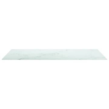 Table Top White 120x65 cm - Marble Design Tempered Glass