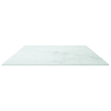 Table Top White 120x65 cm - Marble Design Tempered Glass