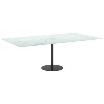 Table Top White 120x65 cm - Marble Design Tempered Glass