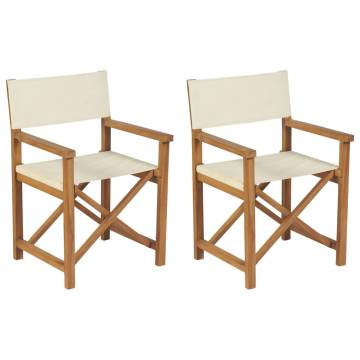 Folding Director's Chairs 2 pcs Cream Solid Wood Teak - Hipomarket