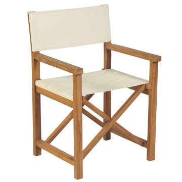 Folding Director's Chairs 2 pcs Cream Solid Wood Teak - Hipomarket