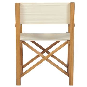 Folding Director's Chairs 2 pcs Cream Solid Wood Teak - Hipomarket