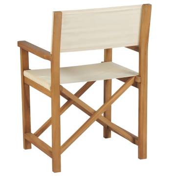 Folding Director's Chairs 2 pcs Cream Solid Wood Teak - Hipomarket