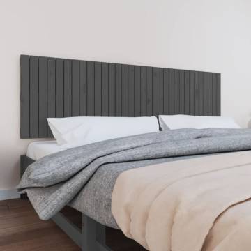 Wall Headboard Grey 204x3x60 cm | Solid Pine Wood Elegance