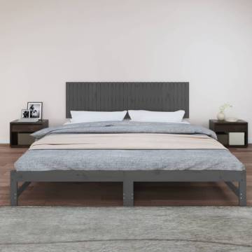 Wall Headboard Grey 204x3x60 cm | Solid Pine Wood Elegance