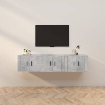 Wall-mounted TV Cabinets 3 pcs Concrete Grey | Hipomarket