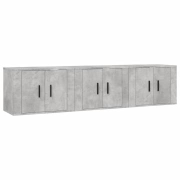 Wall-mounted TV Cabinets 3 pcs Concrete Grey | Hipomarket