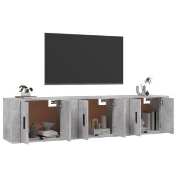 Wall-mounted TV Cabinets 3 pcs Concrete Grey | Hipomarket