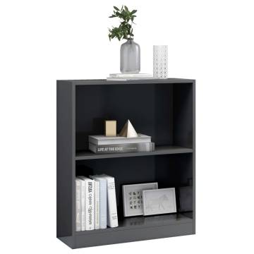 High Gloss Grey Bookshelf - 60x24x76 cm | Hipomarket