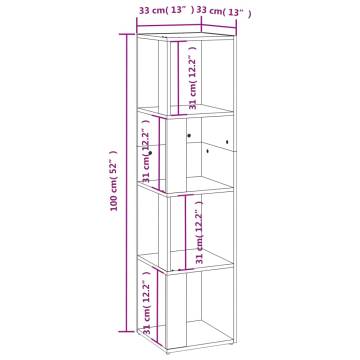 Smoked Oak Corner Cabinet - 33x33x132 cm Engineered Wood