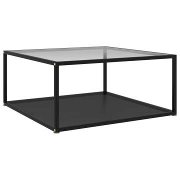 Stylish Transparent & Black Coffee Table - 80x80 cm | HipoMarket