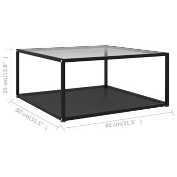 Stylish Transparent & Black Coffee Table - 80x80 cm | HipoMarket