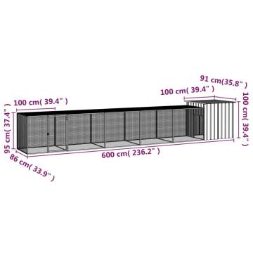 Chicken Cage Anthracite - Galvanised Steel 600x91x100 cm