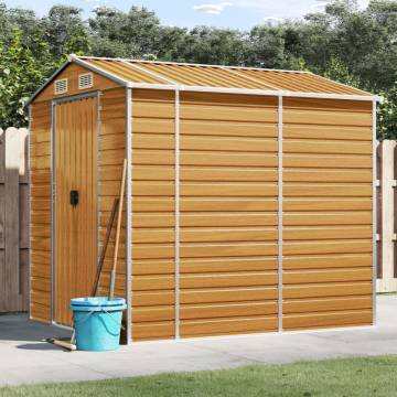 Light Brown Galvanised Steel Garden Shed | Spacious & Sturdy