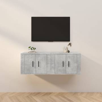 Wall-mounted TV Cabinets in Concrete Grey - 2 pcs | HipoMarket