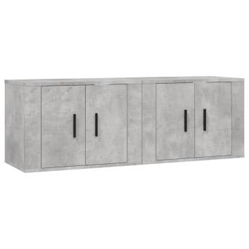 Wall-mounted TV Cabinets in Concrete Grey - 2 pcs | HipoMarket