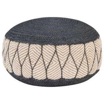 Woven Knitted Pouffe Jute Cotton 50x30 cm Blue | Hipomarket