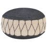 Woven Knitted Pouffe Jute Cotton 50x30 cm Blue | Hipomarket